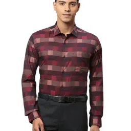 Park Avenue Maroon Cotton Slim Fit Checks Shirts-image-67