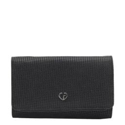 Caprese Delmi Black Faux Leather Textured Wallet-35