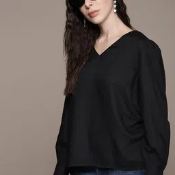 Roadster Solid V-Neck Regular Top-picture-46