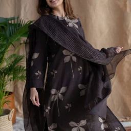 The Indian Ethnic Co Charcoal Droplet Butti Dabu Kota Doriya Dupatta-picture-24