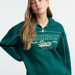 Trendyol Women Printed Mock Collar Sweatshirt-picture-4