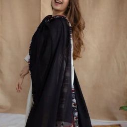 The Indian Ethnic Co Charcoal Jharoka Ajrakh Handblock Printed MulMul Cotton Dupatta image 3