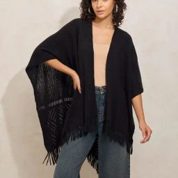 SHOWOFF Black Textured Poncho-picture-12