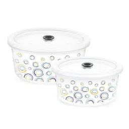 Larah by Borosil Multicolor Opalware Storage Bowls with Lids - Set of 2 image 2