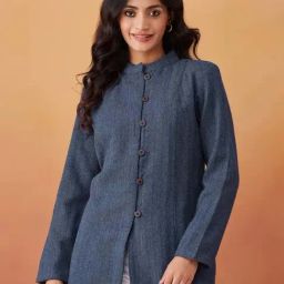 Fabindia Blue Plain Jacket-image-61