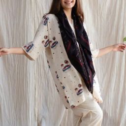 The Indian Ethnic Co Black Lake Ajrakh Hanblock Printed Mul Scarf-picture-47