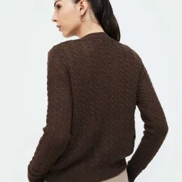 Code by Lifestyle Brown Self Pattern Sweater image 2