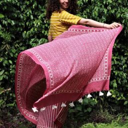 Chidiyaa Pink Block Printed Jal Saree image 2