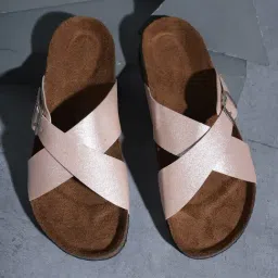 Mozafia Women's Gold Cross Strap Sandals-image-79