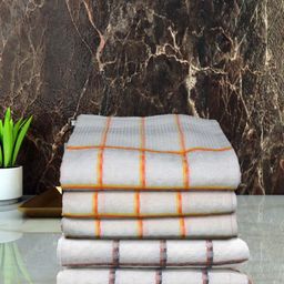 Aura Set of 6 Checked Cotton 210 GSM Hand Towels-18