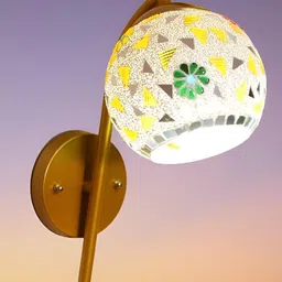 KINIS Gold-Toned & White Printed Metal Spherical Shaped Wall Lamp-7