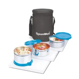 SignoraWare Blue Steel Executive Lunch Box - Set of 3 (1200 ml)-picture-1