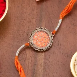 Fabindia Women Orange Solid Rakhi with Tie-Up Closure-image-83