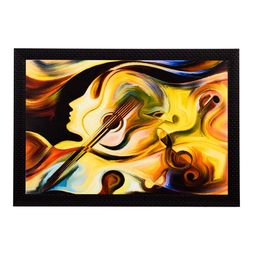 eCraftIndia Multicoloured Guitar & Face Abstract Matt UV Framed Wall Painting-image-60