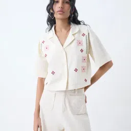 Bombay Paisley by Westside Off-White Embroidered Cotton-Blend Shirt-picture-36
