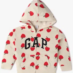 GAP Girls Offwhite Printed Hooded Sweatshirt-image-5