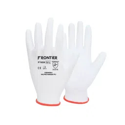 Karam Grip & General Purpose Gloves Polyurethane Coating White Polyester Liner Size L, FT404-image-92