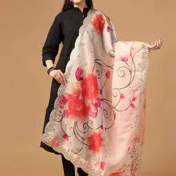 Kaizen TEXO FAB Printed Organza Dupatta with Mirror Work-22