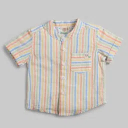 Ed-a-Mamma Infant Boys Multicolor Cotton Striped Shirt-picture-5