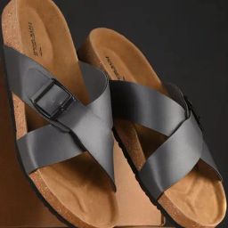 Hoversole Men's Grey Cork Cross Strap Sandals-image-19