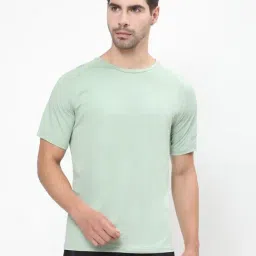 Dida Green Polyster Regular Fit Solid T-Shirt-image-94