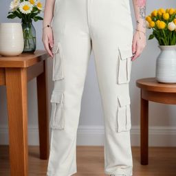 FIREAGE Women Relaxed Loose Fit High-Rise Easy Wash Cargos Trousers-image-68