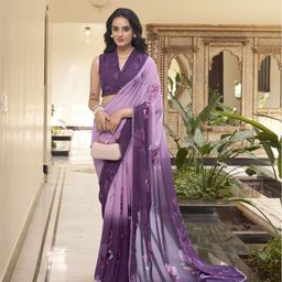 MADHAVPRIYA Floral Printed Gotta Patti Pure Georgette Tussar Saree-image-21