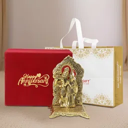 INTERNATIONAL GIFT Gold-Toned Radha Krishna Religious Idol Showpiece-image-74