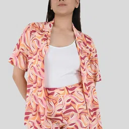 Blissence Printed Lapel Collar Night Suit-image-49