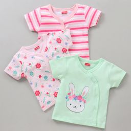 Babyhug Cotton Knit Half Sleeves Vests All Over Printed Pack of 3 - Multicolour-image-32