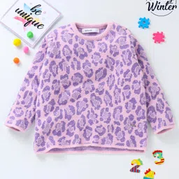 Babyoye Nylon Knit Full Sleeves Sweater Animal Design- Baby Pink-picture-13