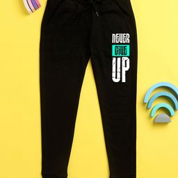 NUSYL Never Give Up Placement Printed Unisex Track Pants - Black-image-46