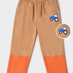 Mi Arcus Outer 100% Cotton Inner 100% Polyester Colour Blocked Detailed & Placement Car Printed Pre-Winter Trouser Pant - Mustard Yellow-image-6