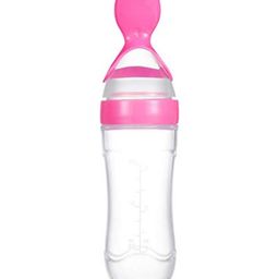 BOXOT IMPEX 90ML Newborn Baby Feeding Bottle Toddler Safe Silicone Squeeze Feeding Spoon Milk Cereal Bottle (color may vary)-2