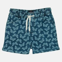 Kiddopanti Butterfly Printed Roll Up Hot Shorts - Blue-image-87