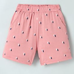 Taeko Single Jersey Knit Above Knee Length Printed Shorts - Blush-image-85