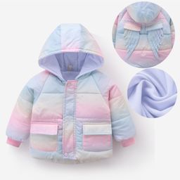 Kookie Kids Full Raglan Sleeves Padded Hooded Shimmered Jacket with Pockets - Lavender & Pink-image-46