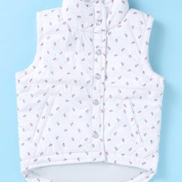 Under Fourteen Only Sleeveless Floral Printed Jacket - White-image-99