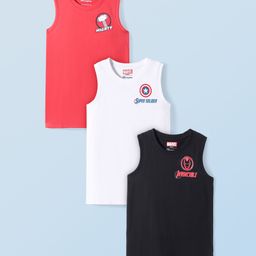 Honeyhap Marvel Single Jersey Knit with Avengers Graphic Vests Pack of 3 - Red White & Black-image-63