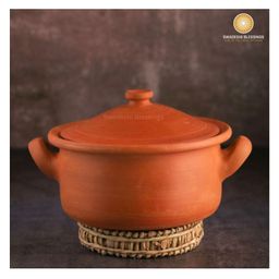 Swadeshi Blessings Exclusive Range Unglazed Clay Pot for Serving with Lid/Earthen Kadai + ASH for Cleaning (3 Liters)-picture-18