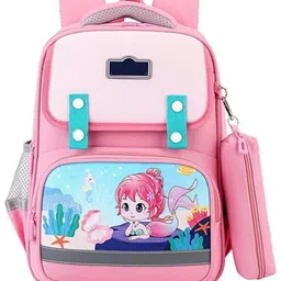 Storite Cute Little Mermaid Design School Backpack for Kids, Lightweight, Waterproof, Anti Slip Spine Buckle School Bag for Birthday GiftPink - Height 14.9 Inches-picture-44