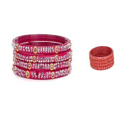 SOMIL Set of 8 Pink Alloy Bangles-image-102