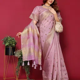ALAGINI Women Woven Design Zari Silk Cotton Saree-picture-12