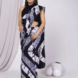 JAIPURI PRINT Tie and Dye Pure Cotton Bagru Saree-1