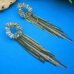 DIVASTRI Gold-Plated Contemporary Artificial Beads Tasselled Drop Earrings-image-61