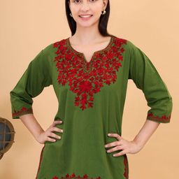 ZREMA Women Ethnic Motifs Embroidered Thread Work Kurti-picture-28