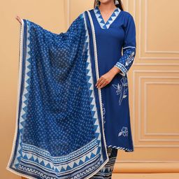 SIDDHANAM Women Embroidered Regular Kurta with Trousers & With Dupatta-image-33