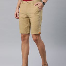 IVOC Men Khaki Solid Slim Fit Regular Shorts-image-81