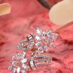 Saraf RS Jewellery Rose Gold American Diamond Floral Ring-44