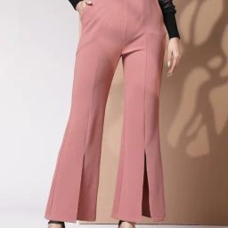 KASSUALLY Pink Regular Fit High Rise Trousers-image-95